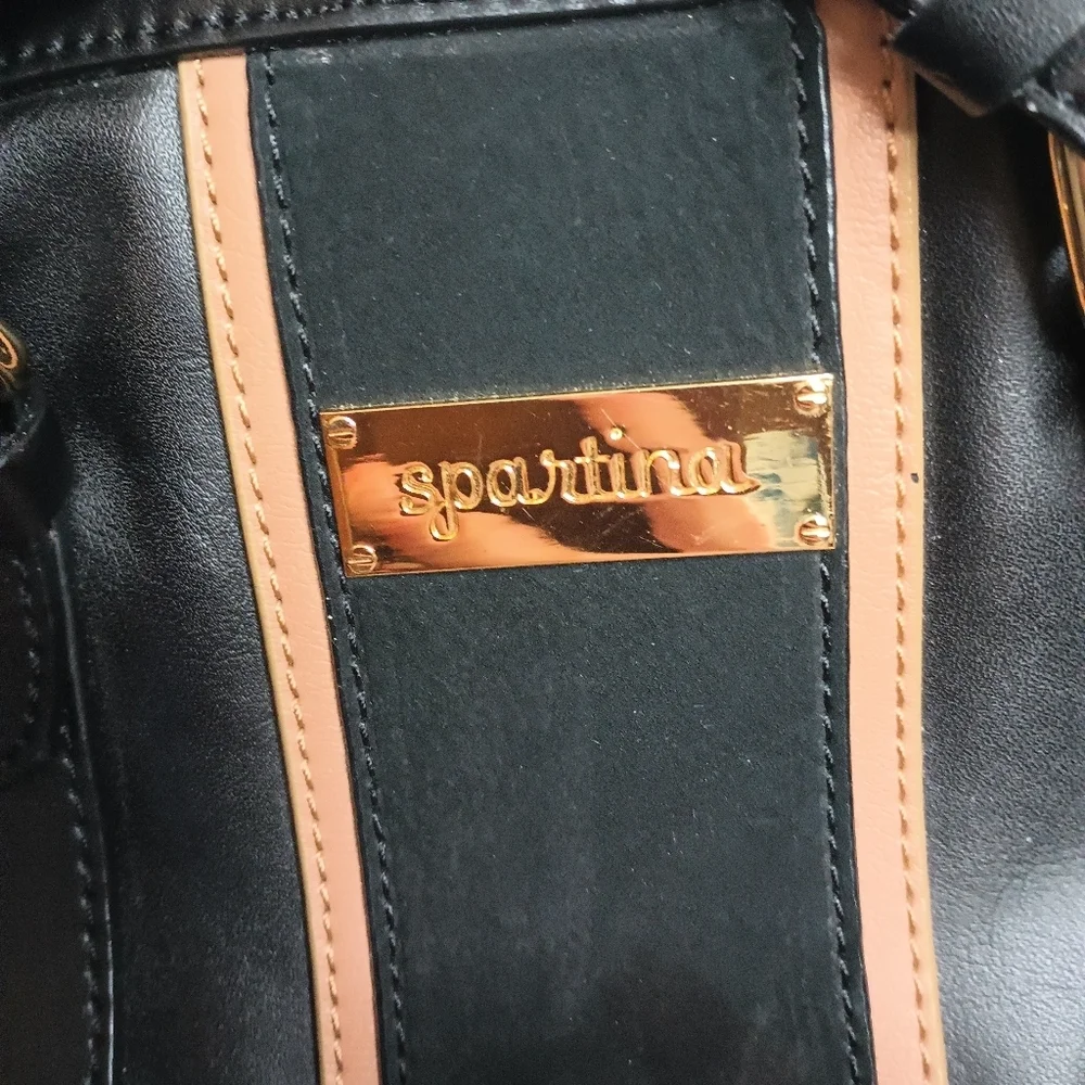 Spartina 449 daufuskie island Black Hollecker Satchel Purse Nubuck Leather